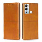 For Infinix Hot 12i Cow Texture Magnetic Horizontal Flip Leather Phone Case(Light Brown) - 1