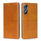 For Infinix Hot 20 4G Cow Texture Magnetic Horizontal Flip Leather Phone Case(Light Brown) - 1
