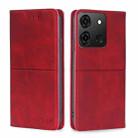 For Infinix Smart 7 Cow Texture Magnetic Horizontal Flip Leather Phone Case(Red) - 1