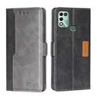 For Infinix Hot 11 Play Contrast Color Side Buckle Leather Phone Case(Black + Grey) - 1