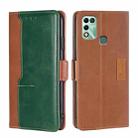 For Infinix Hot 11 Play Contrast Color Side Buckle Leather Phone Case(Light Brown + Green) - 1