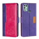 For Infinix Hot 11 Play Contrast Color Side Buckle Leather Phone Case(Purple + Rose Red) - 1