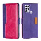 For Infinix Hot 11 Russian Version Contrast Color Side Buckle Leather Phone Case(Purple + Rose Red) - 1