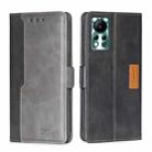 For Infinix Hot 11s NFC Contrast Color Side Buckle Leather Phone Case(Black + Grey) - 1