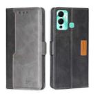 For Infinix Hot 12 Play Contrast Color Side Buckle Leather Phone Case(Black + Grey) - 1