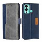 For Infinix Hot 12 Play Contrast Color Side Buckle Leather Phone Case(Blue + Grey) - 1