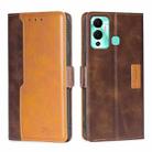 For Infinix Hot 12 Play Contrast Color Side Buckle Leather Phone Case(Dark Brown + Gold) - 1