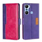 For Infinix Hot 12 Pro Contrast Color Side Buckle Leather Phone Case(Purple + Rose Red) - 1