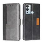 For Infinix Hot 12i Contrast Color Side Buckle Leather Phone Case(Black + Grey) - 1