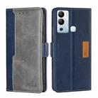 For Infinix Hot 12i Contrast Color Side Buckle Leather Phone Case(Blue + Grey) - 1