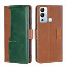 For Infinix Hot 12i Contrast Color Side Buckle Leather Phone Case(Light Brown + Green) - 1