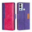 For Infinix Hot 12i Contrast Color Side Buckle Leather Phone Case(Purple + Rose Red) - 1