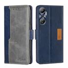 For Infinix Hot 20 4G Contrast Color Side Buckle Leather Phone Case(Blue + Grey) - 1