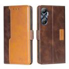 For Infinix Hot 20 4G Contrast Color Side Buckle Leather Phone Case(Dark Brown + Gold) - 1