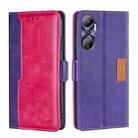 For Infinix Hot 20 4G Contrast Color Side Buckle Leather Phone Case(Purple + Rose Red) - 1