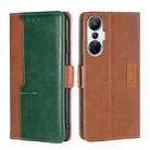 For Infinix Hot 20s Contrast Color Side Buckle Leather Phone Case(Light Brown + Green) - 1