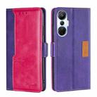 For Infinix Hot 20s Contrast Color Side Buckle Leather Phone Case(Purple + Rose Red) - 1