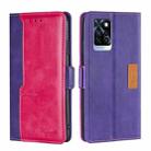 For Infinix Note 10 Pro Contrast Color Side Buckle Leather Phone Case(Purple + Rose Red) - 1