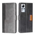 For Infinix Note 11 Contrast Color Side Buckle Leather Phone Case(Black + Grey) - 1