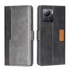 For Infinix Note 12 VIP Contrast Color Side Buckle Leather Phone Case(Black + Grey) - 1