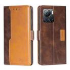 For Infinix Note 12 VIP Contrast Color Side Buckle Leather Phone Case(Dark Brown + Gold) - 1