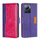 For Infinix Note 12 VIP Contrast Color Side Buckle Leather Phone Case(Purple + Rose Red) - 1