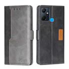 For Infinix Smart 6 Plus Contrast Color Side Buckle Leather Phone Case(Black + Grey) - 1