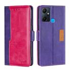 For Infinix Smart 6 Plus Contrast Color Side Buckle Leather Phone Case(Purple + Rose Red) - 1