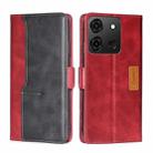 For Infinix Smart 7 Contrast Color Side Buckle Leather Phone Case(Red + Black) - 1