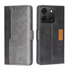 For Infinix Smart 7 Contrast Color Side Buckle Leather Phone Case(Black + Grey) - 1