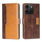 For Infinix Smart 7 Contrast Color Side Buckle Leather Phone Case(Dark Brown + Gold) - 1