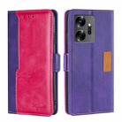 For Infinix Zero 20 Contrast Color Side Buckle Leather Phone Case(Purple + Rose Red) - 1