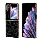 For OPPO Find N2 Flip Crocodile Texture Genuine Leather Nano Electroplating Phone Case(Black) - 1