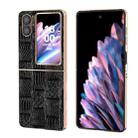 For OPPO Find N2 Flip Nano Electroplate Mahjong Texture Leather Phone Case(Black) - 1