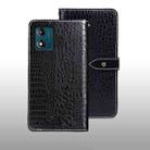 For Motorola Moto E13 idewei Crocodile Texture Leather Phone Case(Black) - 1