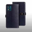 For Motorola Moto E13 idewei Crocodile Texture Leather Phone Case(Dark Blue) - 1