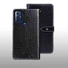 For Motorola Moto G Play 2023 idewei Crocodile Texture Leather Phone Case(Black) - 1