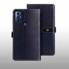 For Motorola Moto G Play 2023 idewei Crocodile Texture Leather Phone Case(Dark Blue) - 1