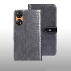 For OPPO Reno8 T 4G idewei Crocodile Texture Leather Phone Case(Grey) - 1