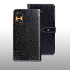 For OPPO Reno8 T 4G idewei Crocodile Texture Leather Phone Case(Black) - 1