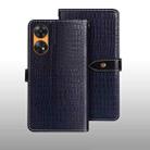 For OPPO Reno8 T 4G idewei Crocodile Texture Leather Phone Case(Dark Blue) - 1