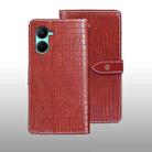 For Realme C33 2023 idewei Crocodile Texture Leather Phone Case(Red) - 1