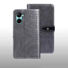 For Realme C33 2023 idewei Crocodile Texture Leather Phone Case(Grey) - 1