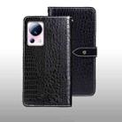 For Xiaomi 13 Lite idewei Crocodile Texture Leather Phone Case(Black) - 1