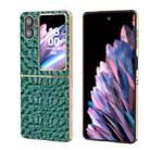For OPPO Find N2 Flip Sky Series Nano Electroplating Genuine Leather Phone Case(Green) - 1