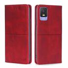 For TCL 403 Cow Texture Magnetic Horizontal Flip Leather Phone Case(Red) - 1