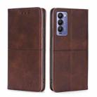 For Tecno Camon 18 / 18 P Cow Texture Magnetic Horizontal Flip Leather Phone Case(Dark Brown) - 1