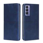 For Tecno Camon 18 / 18 P Cow Texture Magnetic Horizontal Flip Leather Phone Case(Blue) - 1