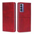 For Tecno Camon 18 / 18 P Cow Texture Magnetic Horizontal Flip Leather Phone Case(Red) - 1