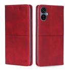 For Tecno Camon 19 Neo Cow Texture Magnetic Horizontal Flip Leather Phone Case(Red) - 1